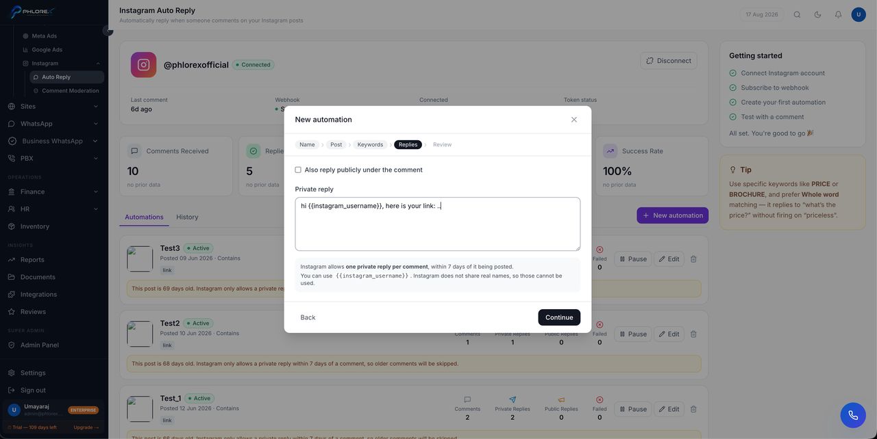 Step 4 — the private reply