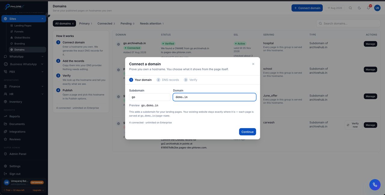 Adding a domain