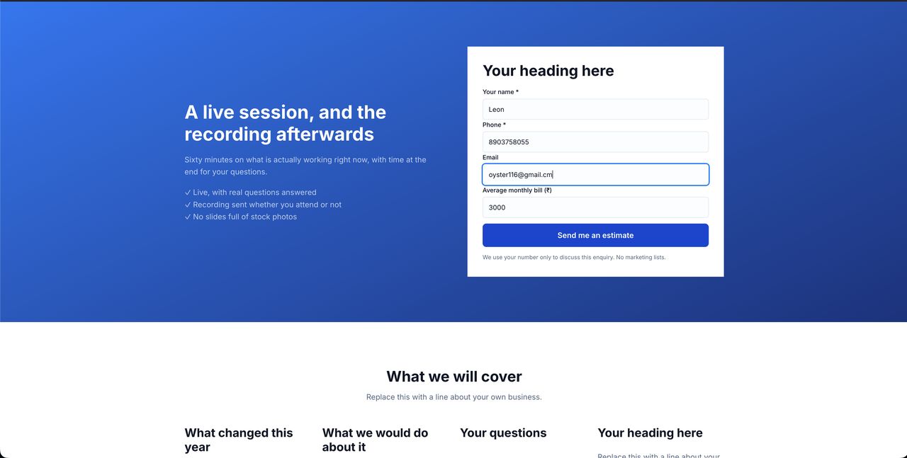 A visitor completing the form