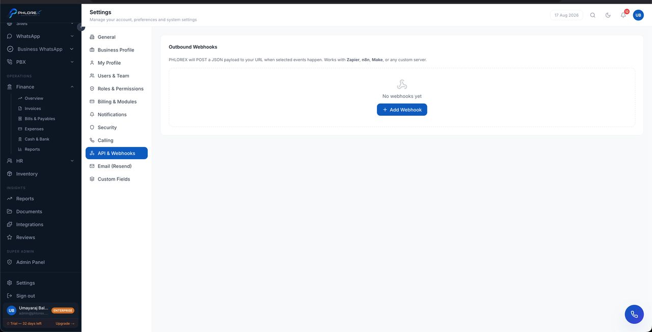 Connect Zapier, n8n, or Make